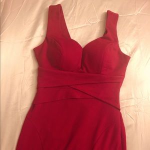 Rich Red Floor Length Dress with Slit